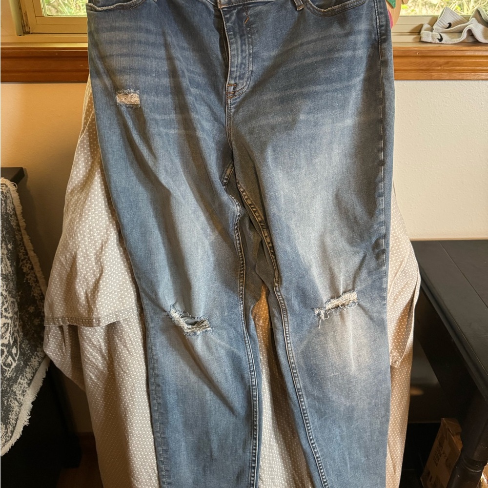 Vigoss Blue Relaxed Fit Distressed Jeans